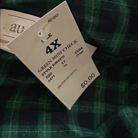 Auden Women's Plus Flannel Long Sleeve Top and Shorts Pajama Set 4X NWT - Picture 4 of 5